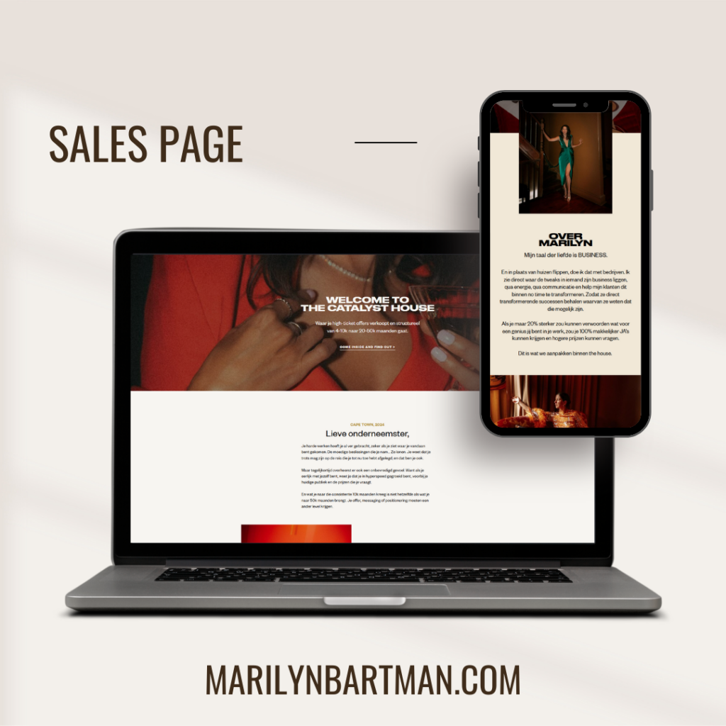 Sales page Marilyn Bartman - De Ruwe Diamant Webdesign